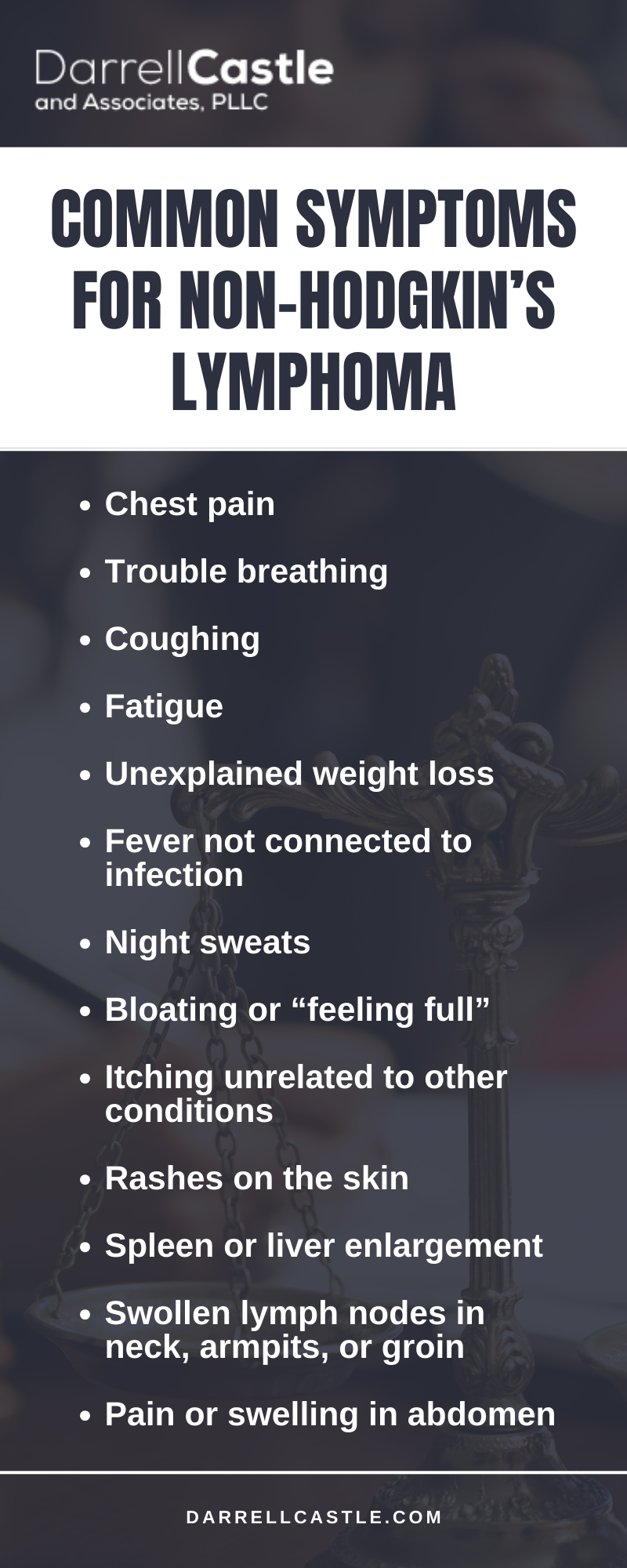 Common Symptoms For Non-Hodgkin's Lymphoma Infographic